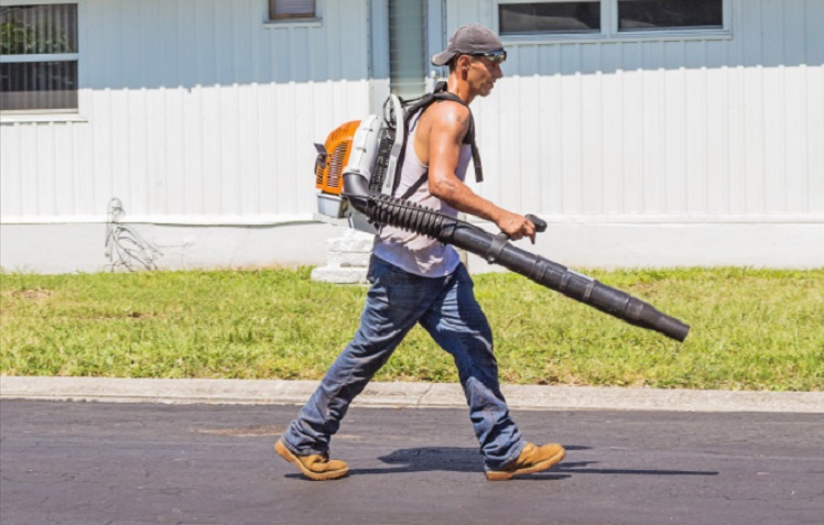 leaf blower on the back